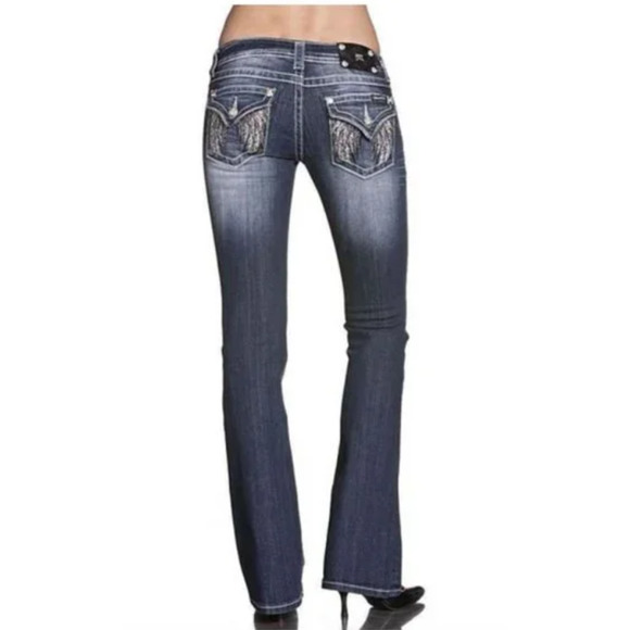 Miss Me Denim - MISS ME • Y2K Crystal Wings Bootcut Jeans Sz 27